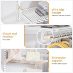 Wire Closet Organizer System, Wall Mounted 6.5 Ft. Custom Closet Kit for Bedrooms Laundry Mudroom Garage Basement, Adjustable Storage Shelves for Clothes Shoes Handbags