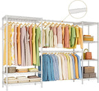 Heavy Duty Garment Rack Clothes Rack,Large Metal Closet Organizer System Storage Wardrobe,Freestanding Clothing Rack with 9 Adjustable Wire Shelves&3 Hang Rods,MaxLoad 1500lbs White