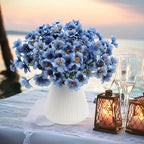 12Pcs UV Resistant Artificial Flowers Artificial Violet Outdoor Decor Realistic Faux Plants Silk Flowers No Fade for Patio Hanging Baskets Garden Pots Farmhouse Yard (Blue)