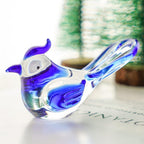 HDCRYSTALGIFTS 3.5inch Mini Blown Glass Bird Figurines Collectibles Handmade Glass Miniature Blue Jay Statue Ornament Home Table Decor Crystal Animal Paperweight Gift for Mom Women
