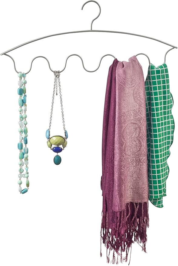 ClosetMaid Scarf Hanger, No Snag Closet Organizer for Scarves, Necklaces, Belts, Ties, Space Saving Storage, Nickel Finish
