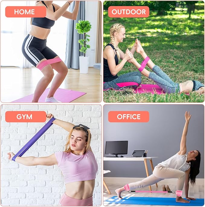 11 Pcs Ankle Resistance Bands with Cuffs, Glutes Workout Ankle Weights for Women Working Out, Exercise Bands Set with Ankle Straps for Leg Butt Exercise Equipment - Perfect for Home Workouts