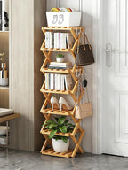 The 9-Tier No-Assembly Bamboo Rack, New Upgrade 9 Tier Bamboo Shoe Rack, Space-Saving Tall Narrow Accordion Shoe Rack for Entryway Closet Dorm (Brown-9)