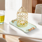 Vintage Decorative Tray Jewelry Tray Towel Tray Storage Tray Rings Necklace Bracelets Earrings Trays Cosmetics Jewelry Organizer Retro Design Bow Decor Resin Plate Coquette Room Decor (Green)