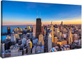 AIYISU Chicago Skyline Wall Art Chicago City Wall Decor Night Cityscape Canvas Prints Pictures City Skyscraper Painting Poster Modern Artwork for Kitchen Bedroom Living Room Home Decoration 24x48”
