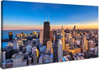 AIYISU Chicago Skyline Wall Art Chicago City Wall Decor Night Cityscape Canvas Prints Pictures City Skyscraper Painting Poster Modern Artwork for Kitchen Bedroom Living Room Home Decoration 24x48”