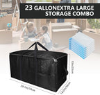 Extra Large Storage Bags Set Heavy Duty Moving Totes with Handles, Zippers-Way Carrying Design Fold Flat Storage Totes for Space Saving (Black, 12 Park-2 Moving bag & 10 Vacuum Seal Bags)
