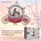 Christmas Pink Carriage Snow Globe with Music and Pricess - Christmas Snow Globes - Battery Or USB Cable Powered Operated (Pink Princess)