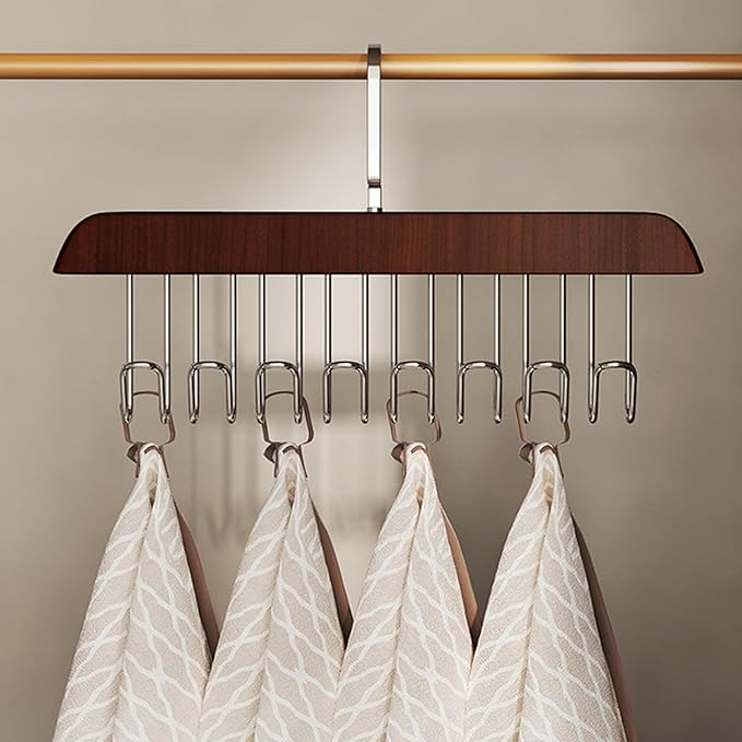 Belt Hanger 2Pcs Belt Hanger with 16 Hooks Bra Hangers for Closet,Space-Saving Wooden Closet Hanger Organizer for Ties, Scarves, Bras,Tank, Tops (Wood)