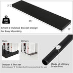 Venusmiles Floating Shelves for Wall, 55 Inch Wide x 12 Inch Deep Floating Shelves, Long Wood Floating Wall Shelf Shelves for Living Room Bathroom Bedroom Kitchen Home - (Black, 55" W x 12" D x 2" H)
