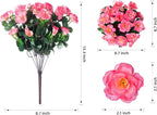HyeFlora Artificial Faux Outdoor Flowers Plants for Spring Summer Decoration, Fake Silk Camellia UV Resistant Look Real for Planter Outside Front Door Porch Patio Balcony, 3 Large Bundles