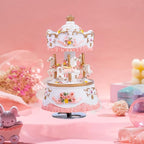 Carousel Music Box for Kids Girls with Colorful Led Lights Luxury Musical Carousel Horse Figurines for Birthday Valentines