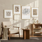 Framed Matisse Abstract Neutral Wall Art, 5 Piece Large Beige Canvas Prints Set, Modern Minimalist Geometric Botanical Paintings for Living Room, Bedroom, Hallway, Home Office, Guest Room