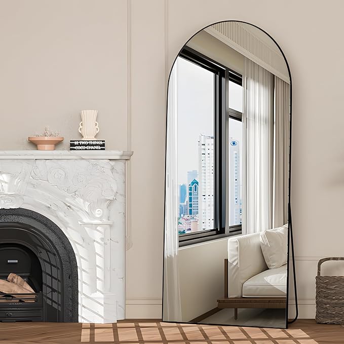 Full Length Mirror 71"x25" Arch Mirror Floor Mirror with Stand Wall Mirror Black Arched Full Body Mirror Standing Hanging or Leaning Against Wall Bedroom Mirrors for Entry, Living Room