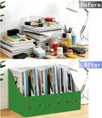 Limitliho 6 Pack Cardboard Magazine Holder for Desk, Book Bins for Classroom Library,Office,Home, 10.6" H x 10.2" L x 3.5" W in Magazine File Holder (Green)