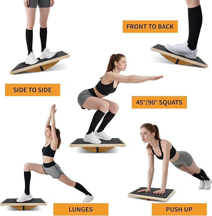 Balance Board for Physical Therapy, Wooden Wobble Board for Balance Training and Ankle Strengthening, Anti-Slip Surface, 350 lbs Capacity Standing Desk Rocker Board