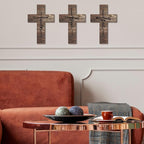 Jetec 3 Pieces Easter Faith Love Hope Cross Sign Crosses Wall Decor Wood Wall Hanging Rustic Cross Vintage Religious Love Art Decor Farmhouse Home Hanging Decorations, 12 x 8 Inch(Brown)