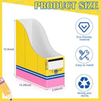 Resurhang 24 Pcs Cardboard Magazine Holders Pencil Book Bins for Classroom Magazine File Storage Box with Label Stickers for Desk Shelves School Classroom Home Office Supplies