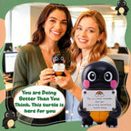 Positive Turtle Figurine - 4.3" Tall Hand-Painted Resin Indoor Office Desk Decoration with Cute Motivational Sign, Funny Gift for Women Friends Bestie BFF Bestfriend Coworkers (Black)