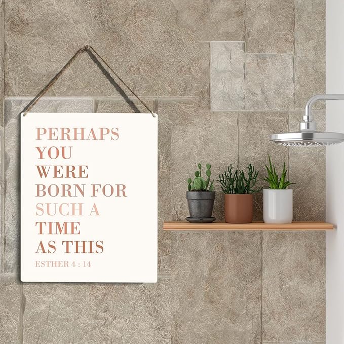 Christian Wall Art Perhaps You Were Born for Such A Time As This Wooden Hanging Sign Religious Gifts Bible Verse Wall Art Home Office Bedroom Living Room Decor Baptism Gifts 8 x 10 Inches