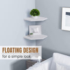 Fun Memories Corner Shelf Wall Mount, Floating Corner Shelves, Set of 4 Corner Wall Shelf Organizer, Rustic Wood Wall Storage Display Shelves for Living Room Bedroom Bathroom Kitchen, Rustic White