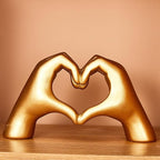Gold Gesture Heart Hands Statue,Heart Sculpture Decoration, Modern Heart Shaped Love Finger Home Decor, Abstract Art Sculpture Home Wedding Decoration,Shelf Decor.(Gold)