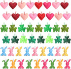 Jutom 108 Pcs Felt Valentine's Day Heart Hanging Ornaments St. Patrick's Day Shamrock Easter Egg Ornaments Heart Shaped Clover Baubles Shamrock Egg Felt Decoration for Holiday Favor (Fresh)