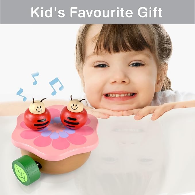 I'm Wooden Music Box Mechanism - Rock n Roll Dancing Bug on Flower Playing Minuet No.3 for Kids (Ladybug)