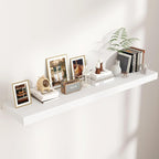 Venusmiles Floating Shelves for Wall, 55 Inch Wide x 12 Inch Deep Floating Shelves, Long Wood Floating Wall Shelf Shelves for Living Room Bathroom Bedroom Kitchen Home - (White, 55" W x 12" D x 2" H)