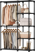 OLIXIS Portable Wardrobe Closet with Hanging Rods, 44 Inch Portable Clothing Rack with Shelves, Heavy Duty Clothes Rack, Freestanding Closet Organizer