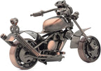 Motorcycle Gifts for Men Women - Handmade Metal Motorcycle Figurine - Unique Gifts for Bikers Him Dad Grandpa Husband Friend - Vintage Man Cave Home Office Desk Decor