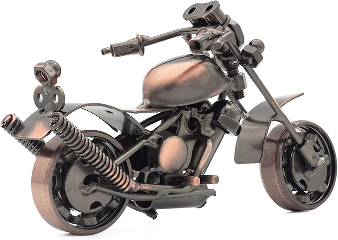 Motorcycle Gifts for Men Women - Handmade Metal Motorcycle Figurine - Unique Gifts for Bikers Him Dad Grandpa Husband Friend - Vintage Man Cave Home Office Desk Decor