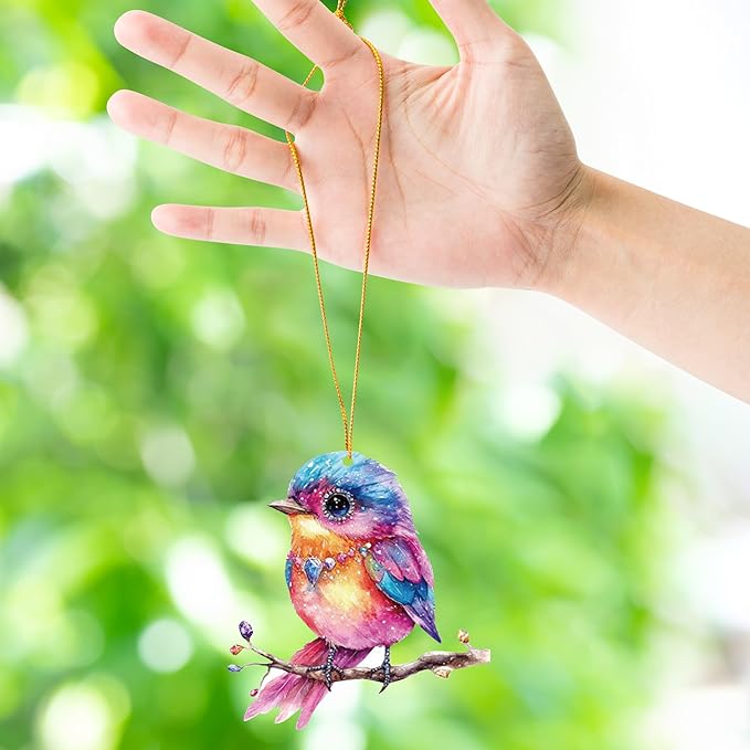 Hummingbird Window Hangings Ornament- 10Pcs Acrylic Bird Sun Catcher Decor, Art SunCatcher Tree Pendant for Gifts Indoor Outdoor Home Wall Living Room Spring Summer Garden Decoration