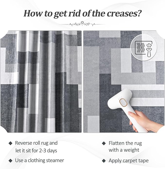 FlyDOIT Modern Geometric Patchwork Area Rug, 5x8 Gray Large Rugs for Living Room, Rockwood Collection Indoor Rugs for Bedroom, Throw Carpet Floor Decor for Entryway Dining Room Office Dorm Nursery