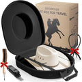 Hat Box for Cowboy Travel Extra Large, Waterproof Hard Hat Travel Case Storage Can for Fedora Panama Tweed Cap Hat Holder Organizer Carrier with Adjustable Carry Strap, Mens Western Gift, Large Black