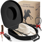 Hat Box for Cowboy Travel Extra Large, Waterproof Hard Hat Travel Case Storage Can for Fedora Panama Tweed Cap Hat Holder Organizer Carrier with Adjustable Carry Strap, Mens Western Gift, Large Black