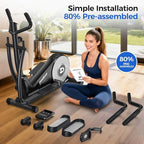 pooboo Elliptical Machine, Elliptical Exercise Machine with 16-Level Resistance&Hyper-Quiet Magnetic Driving System, Elliptical Machine for Home with LCD Monitor&17IN Stride, 350LBS Weight Capacity