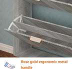 Shoe Cabinet Storage,Modern Freestanding Organizer with 4 Flip Drawers,Narrow Shoe Rack Cabinet for Entryway,Grey