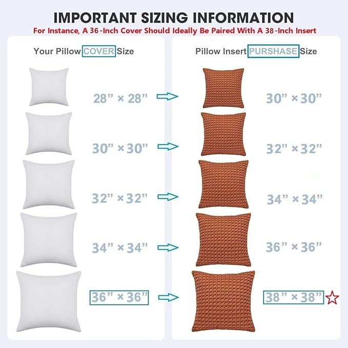 WINGLAM Throw Pillow Inserts 1-Pack, 38x38 Inches Square Decorative Pillow Stuffers, Hypoallergenic Ultra Soft Lightweight Down Alternative Polyester, White Sham Stuffer Pillows（1）
