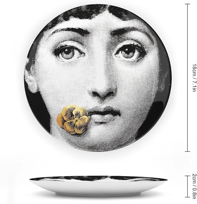 Lina Cavalieri Plate, Wall Decorative Plate, Mysterious Face Plate Wall Hanging Decoration,Including Bracket And Special Spring HooK,style-2,7inch
