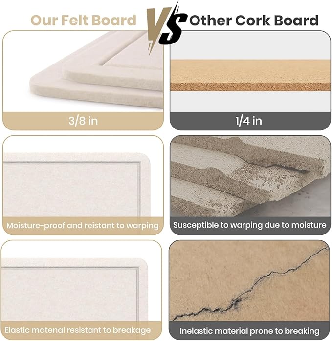 Large Bulletin Board - 72 X 48 inches Cork Board with 30 Pushpin, 6' x 4' Cork Board for Walls Pin Board, Self-Adhesive Felt Board Vision Board Foldable Photo Board for Wall (Oatmeal)