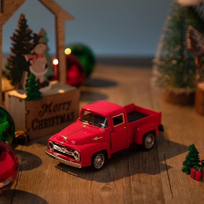 Vintage Truck Decor,Pickup Metal Vehicle for Farmhouse Mini Trucks Adornment Home/Table/Desk Xmas Ornaments Festivals Truck Valentine's Day Christmas Decorations