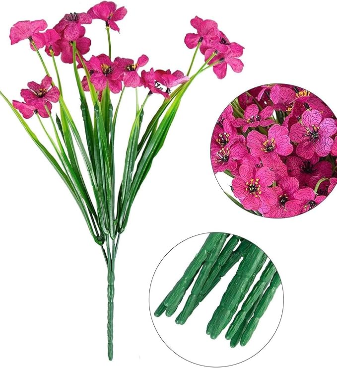Artificial 15-Bloom Violet Flowers, Fake Flowers for Indoor Outdoor Decor, Faux Plants for Garden, Porch, Fall and Seasonal Decoration, UV Resistant Faux Plants (Mixed)
