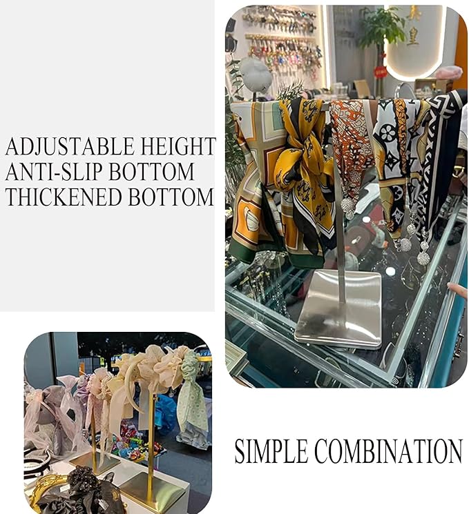 GAMAK Scarf Rack Display for Small Space, Scarf Display Stand Retail for Store Silk Neckband Girdle Pants Scarf Storage Organizer for Boutique Clothing Store (Color : Gold)