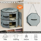 Hat Box for Travel & Home Closet Storage, Side Reinforced Octagonal Case, Crush-proof, Dust-proof for Cowboy, Panama & Fedora Hats, Grey