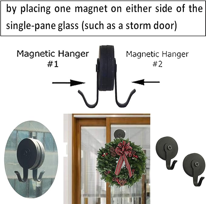 Pmsanzay Magnetic Wreath Hanger － it can be Used on Metal Door - Pack of 2