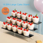 HENABLE Black 14.8 IN Large Acrylic Perfume Organizer Stand, Clear Display Risers for Perfume, Cologne, Cosmetic, Skincare, Funko POP, Dessert Display, Cupcake Stand Holder