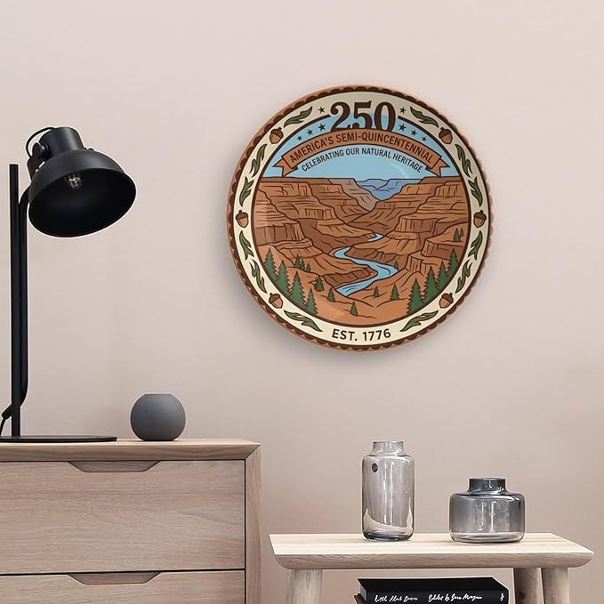 250th Anniversary Decorative Plates 10 Inch Patriotic Decorations Nature Theme Commemorative Plates with Stand Memorial Day 4th of July Veterans Day Home & Office
