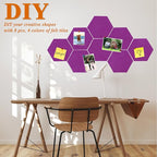 8 Pcs Hexagon Felt Cork Bulletin Board Tiles, Self Adhesive DIY Bulletin Board Pin Board for Office School Home Wall Decor Memos Photos Display(Light Purple)