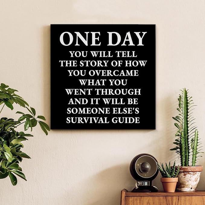 Inspirational Quotes Wall Art Decor, Black Office Decor for Men, Motivational Success Canvas Painting Positive Affirmations Posters Artwork for Home Office (8 X 8 Inches, Framed)